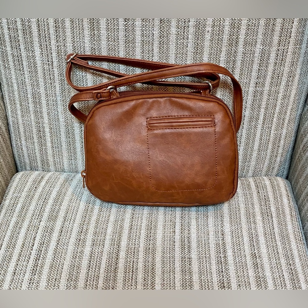 👜NWT MultiSac 7 Pocket Brown Leather Handbag - Picture 2 of 5